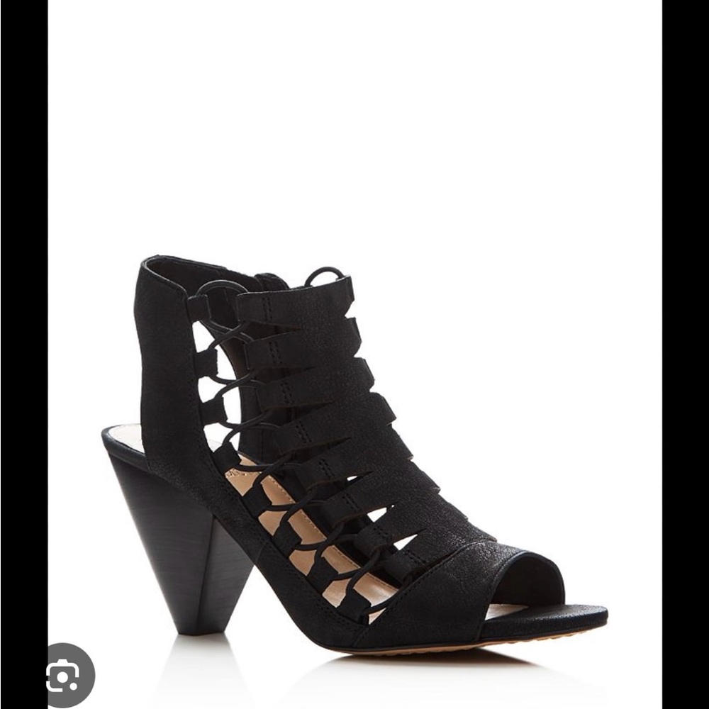 Vince Camuto Eliaz Caged Open-Toe Heeled black Sandals